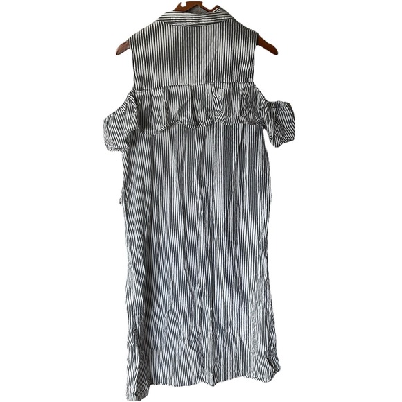 Harlow & Rose Blue White Midi Nautical Striped Dress Size M Beach Boat NWT - Picture 5 of 6